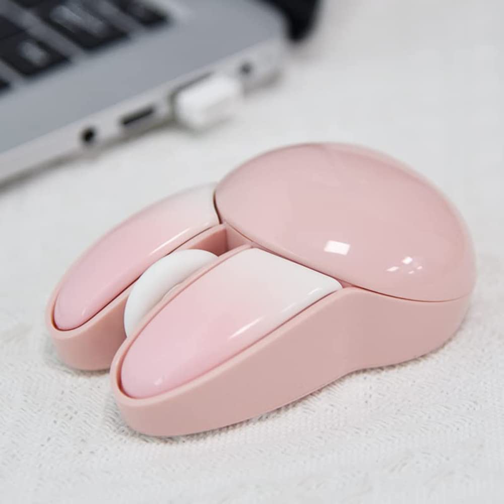 2.4Ghz USB Wireless Mouse with Cute Rabbit Design, Quiet, Wireless, Compact, Optical Gaming Mouse, Energy-Saving, Stylish, Colorful Design for Women