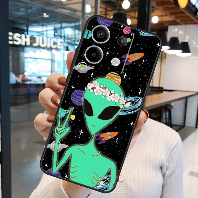 Aesthetics Cartoon Alien Space Case For Xiaomi Redmi Note 14 Pro 10 11 12 13 15 Pro Plus Redmi 15C 14C 10C 12C 13C 15 Cover