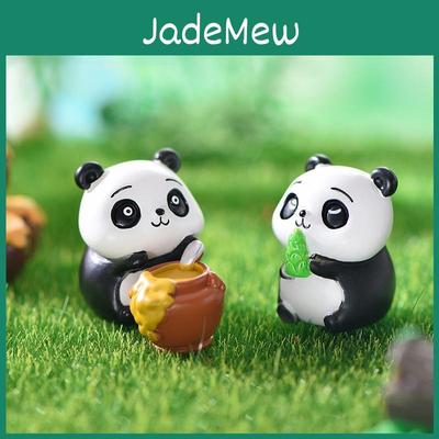 Cartoon Style Lovable Resin Panda Ornaments For Diy Craft And Scenery Garden
