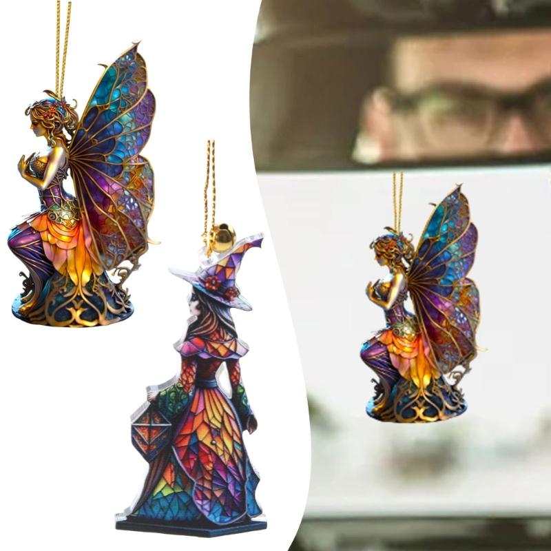 Car Mirror Hanging Accessories Halloween Witch Ornament Rearview Mirror Ornament Car Pendant Auto Interior Decoration