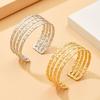 Adjustable Four-Layer Hammered Texture Open Bangle Stainless Steel Bracelet