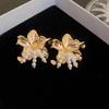 2023 Trendy Gold Flower Pearl Tassel Stud Earrings - Fashionable and Versatile Sun-Inspired Ear Jewelry