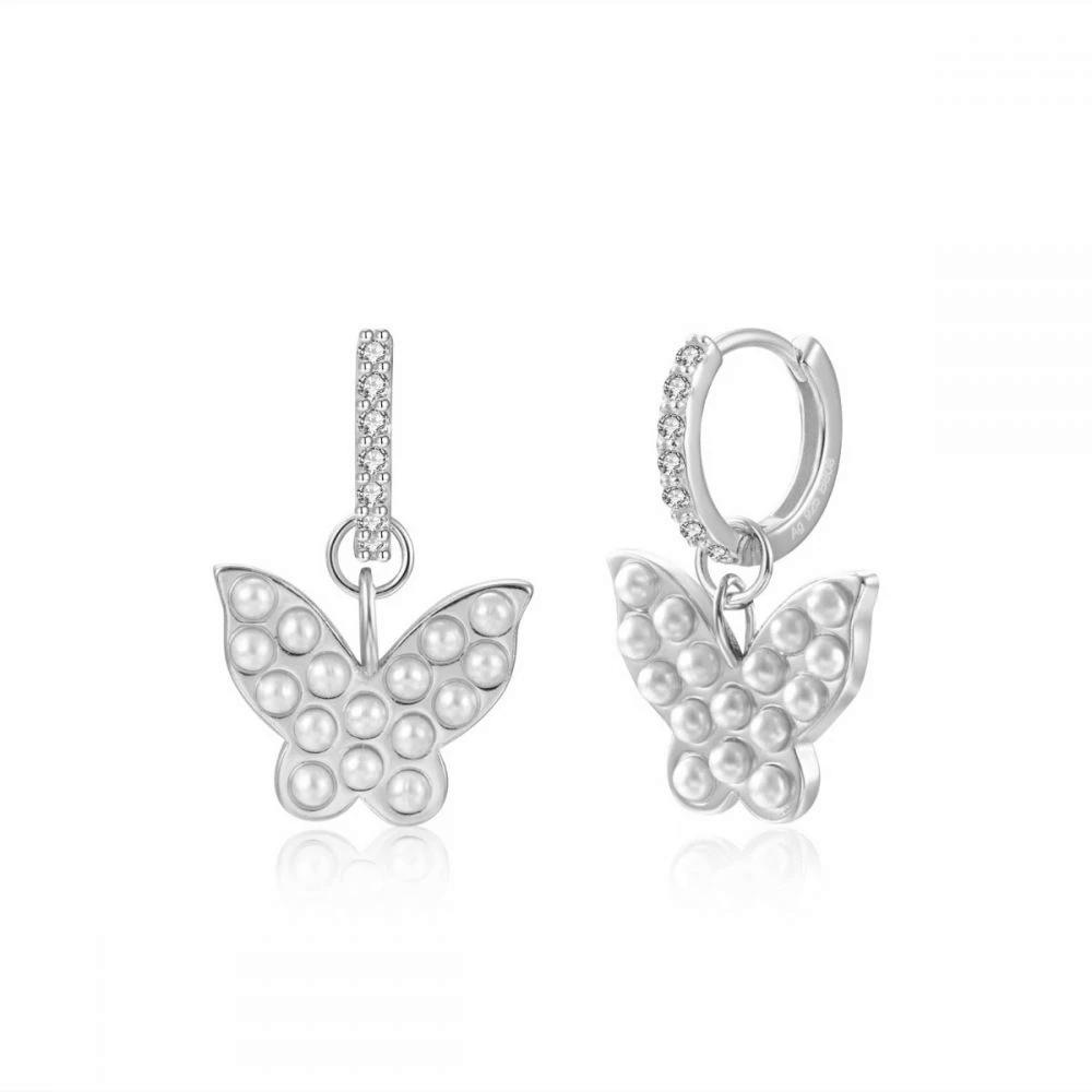 Elegant European & American Hot-Selling Pearl Butterfly Heart Dangle Studs