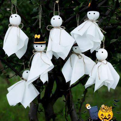 Cute Ghost Decor for Halloween Halloween Hanging Ghost Decoration Rustic White Cloth Halloween Ghost Hanging for Haunted