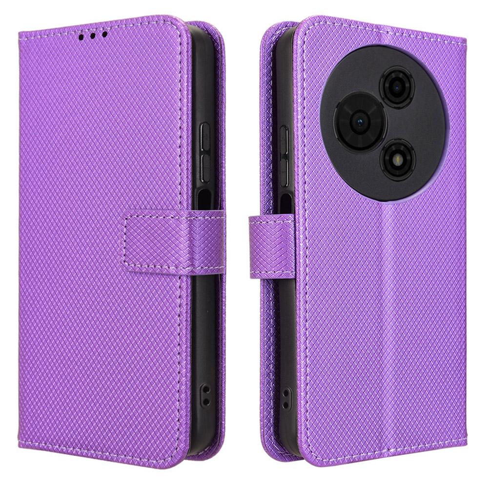 For TCL 605 4G/60 SE Leather Wallet Case with Strap Diamond Texture Phone Cover