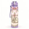 1PC Lace Bow Cross Religious Vintage Print 750ml Color Plastic Sports Water Bottle Leakproof Flip Straw Lid Suitable for Sports Office Home Use