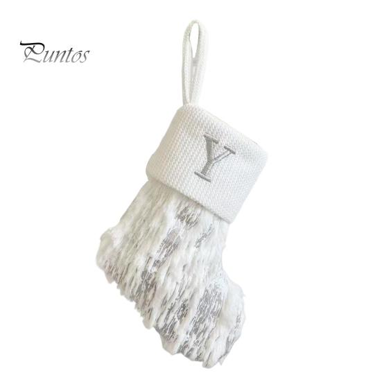 1ks vánoční bílá punčocha dopisní výšivka pletené ručně vyráběné opakovaně použitelné vánoční stromeček závěsný dárkový sáček punčochový přívěsek party sváteční dekorace