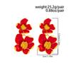 Vintage White Cold Enamel Flower Dangle Earrings for Women Gold Color Double Layer Floral Drop Earrings Party Wedding Jewelry