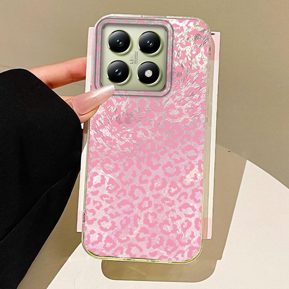 

Vintage Pink Leopard Print Girls Phone Case for Xiaomi 13T 14T 11 Lite NE Poco X5 M6 Pro X6 X7 X3 Pro NFC C65 C61 M5S Back Cover Xiaomi 14T Pro білий