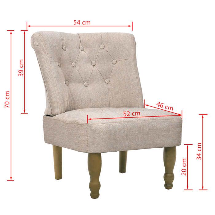 VidaXL Fauteuil de style France Crème Tissu 240286