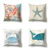 Polyester Pillowcase Peach Leather Velvet Cushion Cover Marine Life Seahorse Octopus Printed Pillow Bedside Cushion Cover