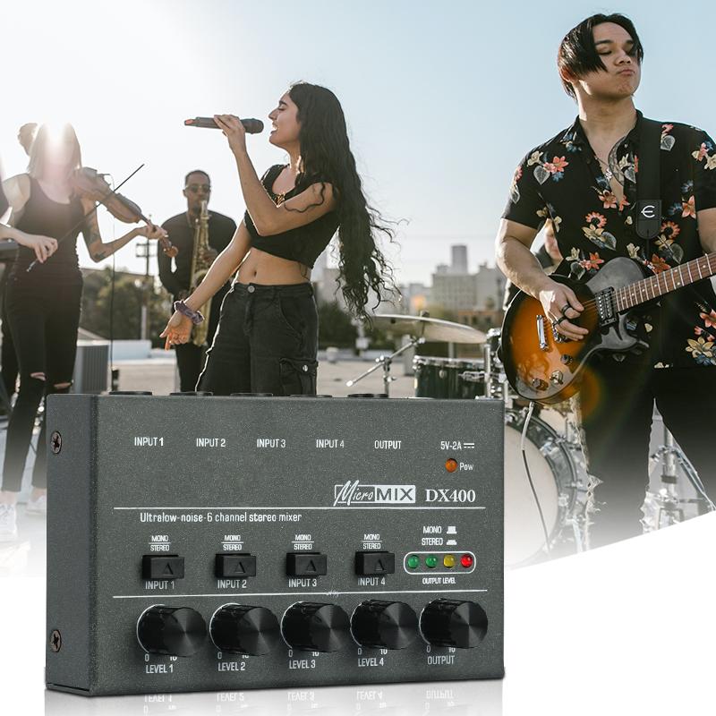 4/6/8 Channels Line Mixer Easy Operation TYPE-C 5V 2A Keyboards Mixer Bass Mixer Perfect for Small Clubs and Bars for Sub-Mixing