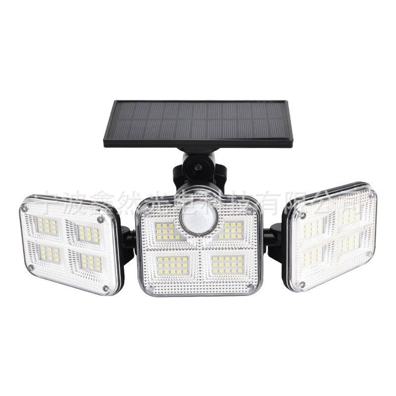 

New Solar Courtyard Light: Three-Head/333 LED & Four-Head Options with Human Motion Sensor