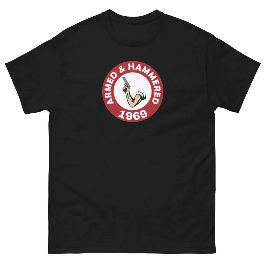 

Mens Armed and Hammered 1969 T Shirt Funny Drinking DUI Gym Sarcastic Humor Tee XL