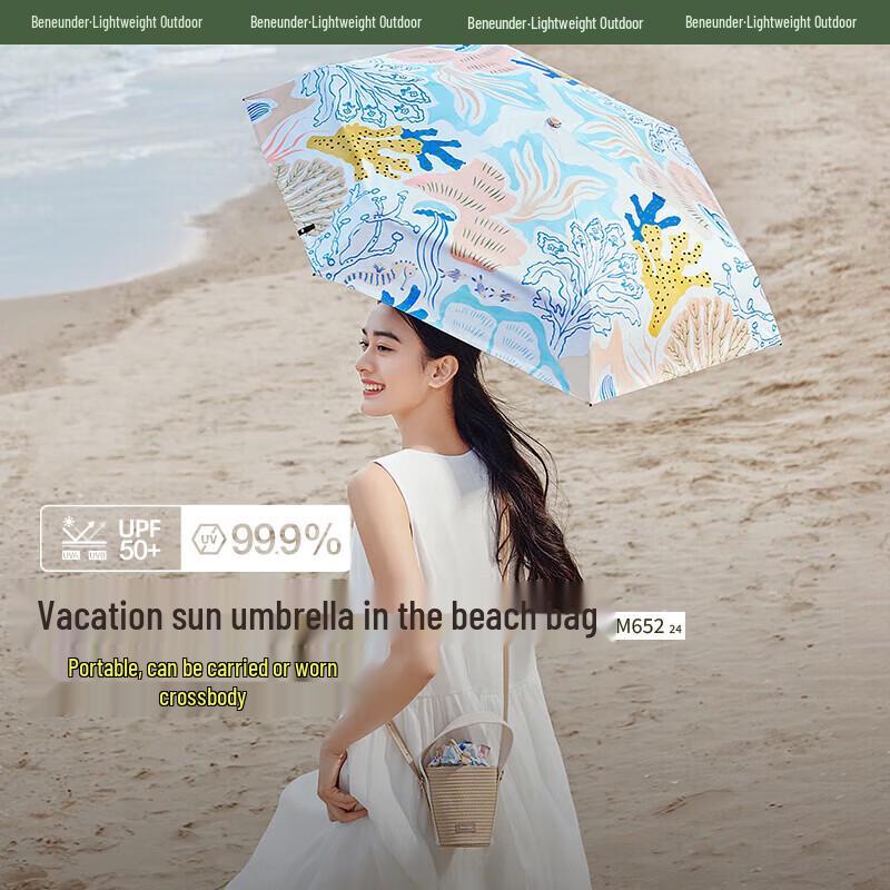 Beneath Anti-UV Five-Fold Pocket Floral Sun/Rain Umbrella