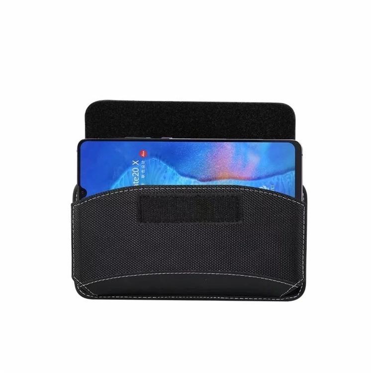 Men's Lightweight Leather Waist Phone Bag - Oxford Nylon, Horizontal/Vertical Style