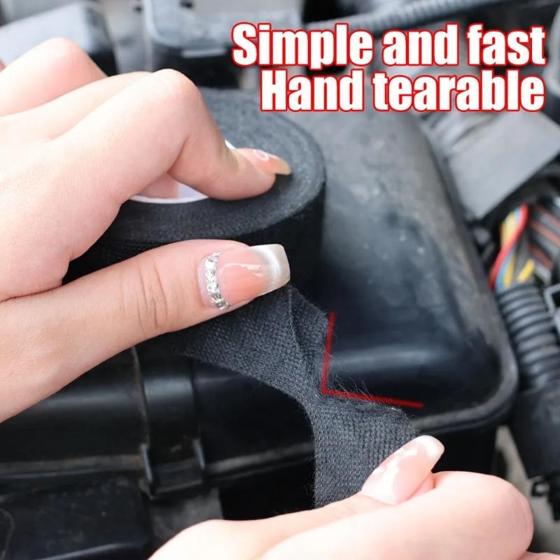 15M Flame Retardant Flannel Fabric Tape Car Wiring Harness Binding Heat-resistant Anti Shock Anti Aging Hand Tear Adhesive Tape