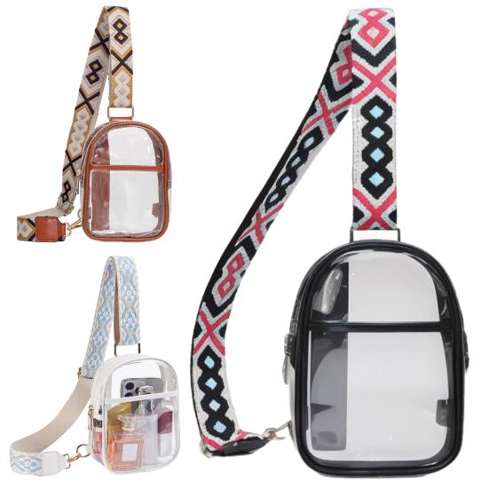 Clear Crossbody Purse Bag with Adjustable Shoulder Strap Zipper Closure Waterproof Phone Glasses Bag for Women