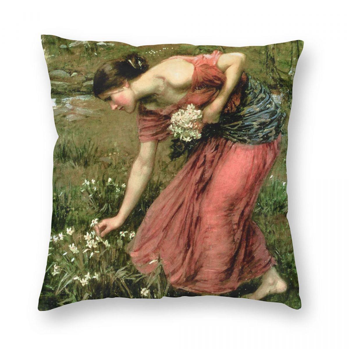 

Нарцисс Джон Уильям Уотерхаус Наволочка Полиэстер Лен Бархат Печатная Декоративная Наволочка для Подушки Чехол на Подушку для Автомобиля 18 30x30cm