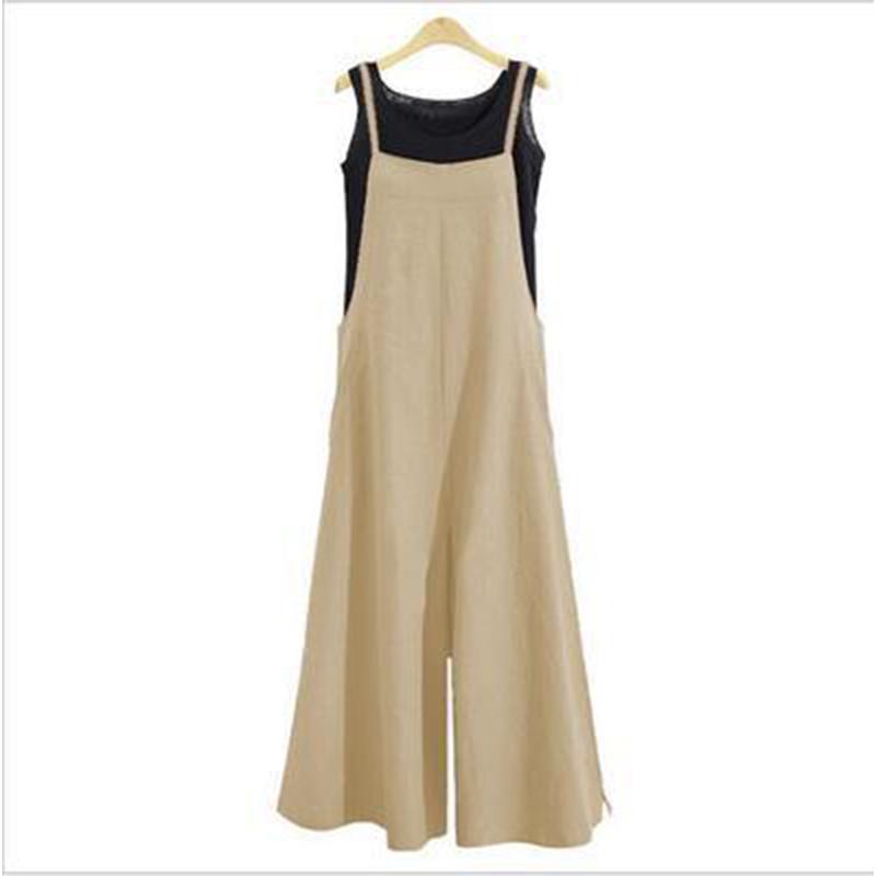 Plus-size Fashion Women's Loose Sleeveless Jumpsuits with Long Suspender Overalls Loose Jumpsuits with Wide Legs