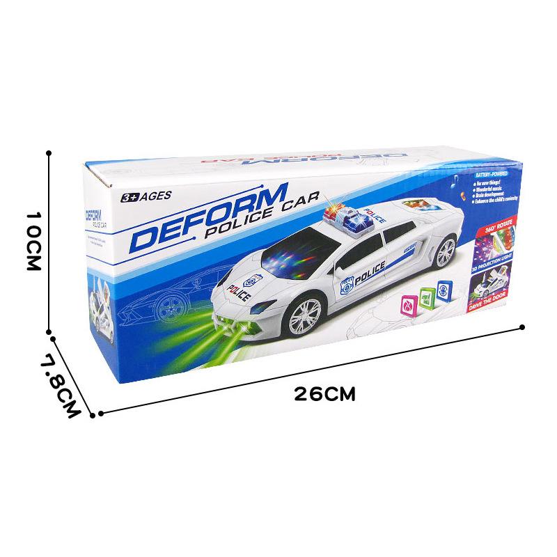 Electric Universal 360 Degree Rotating Deformation Police Car Music Light Toy Car