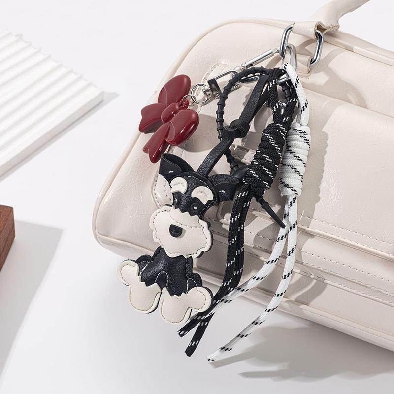 Dámský roztomilý zvířecí knírač PU kůže štěně batoh přívěsek tkaná šňůra batoh závěsný přívěsek tašky doplňky