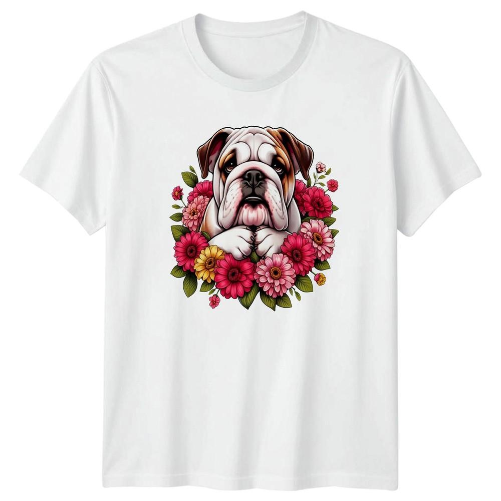 Floral Bulldog Dog Lover Life Unisexs TShirt Bulldog Flowers Pets S