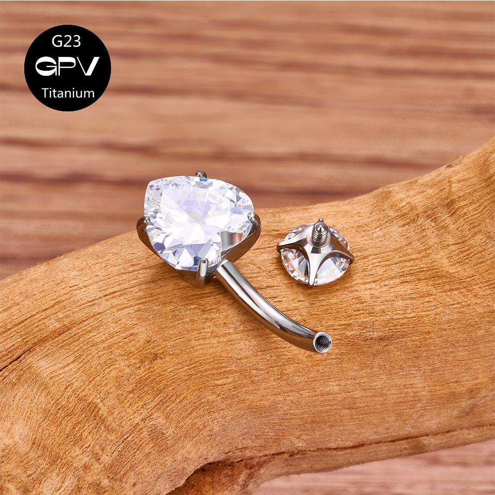 G23 Clou de nombril avec zircon en forme de cœur Titane de qualité implantaire Mode Classique Femmes Piercing Zircon Anneau de nombril