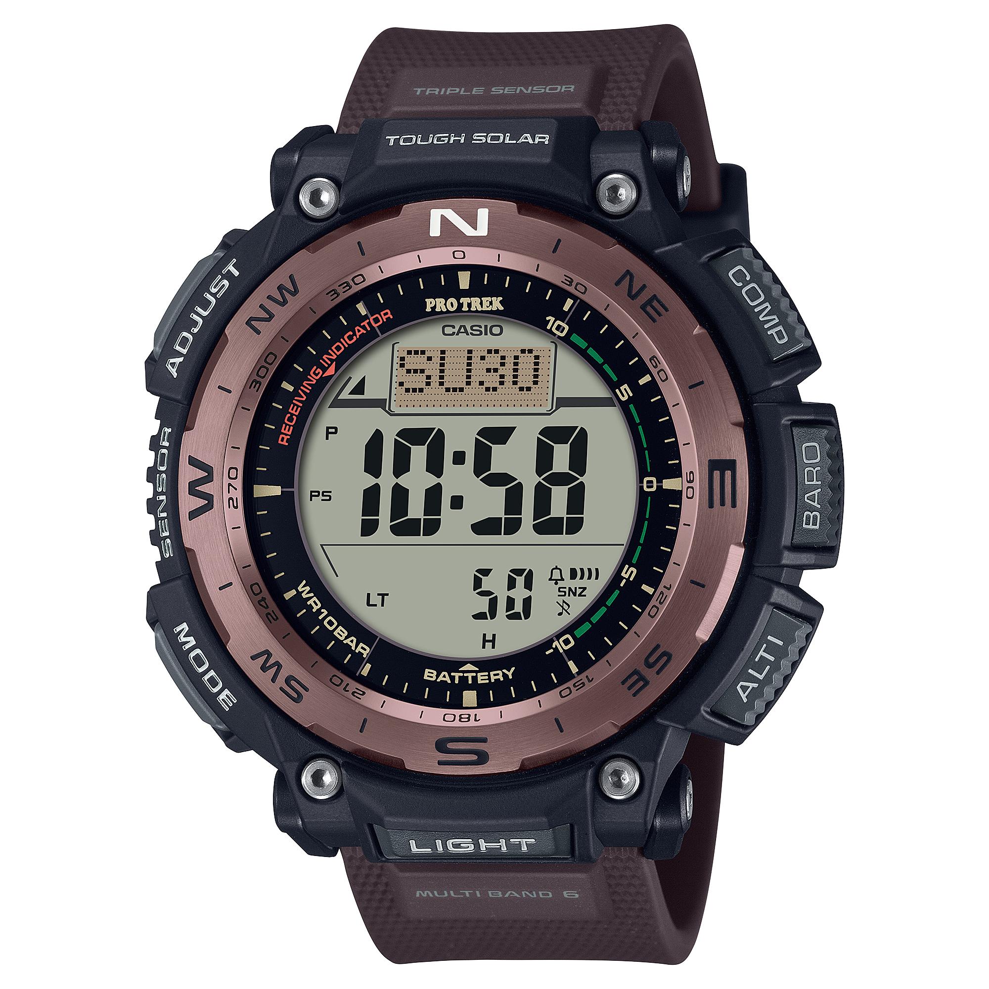 

Casio Men s Stainless Steel 100M Water Resistant Analog Alarm Quartz Watch PRW-3400Y-5 коричневый