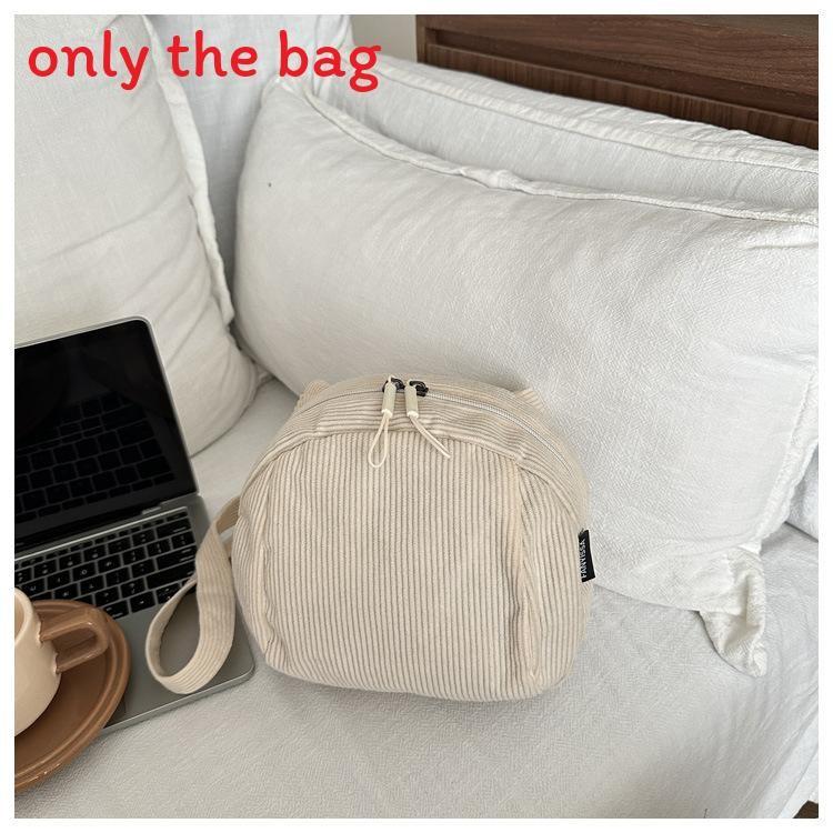 Urban Minimalist Corduroy Small Shoulder Bag With Zipper Closure For Daily Use
