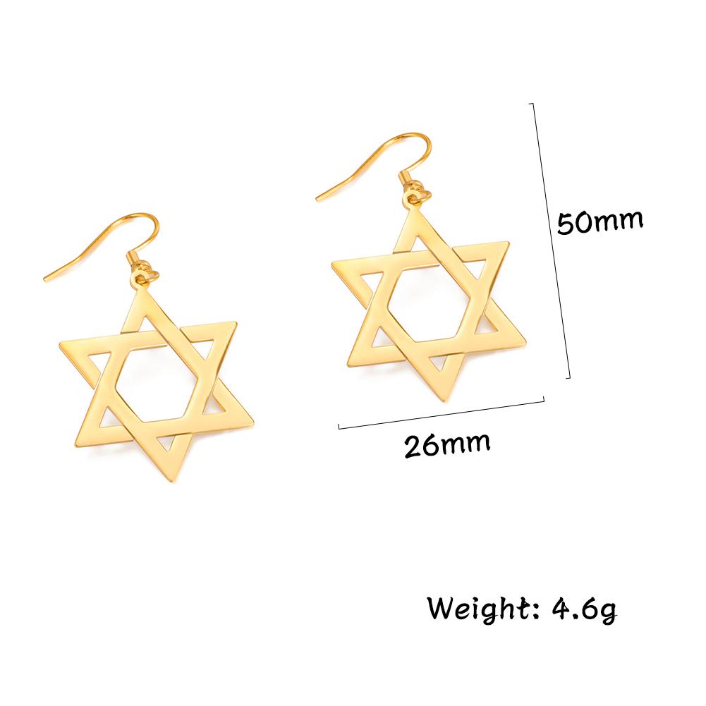 Dawapara Star of David Earrings Drop Dangle Hoop Earrings for Women Je Jewelry Hanukkah Gift Stainless Steel