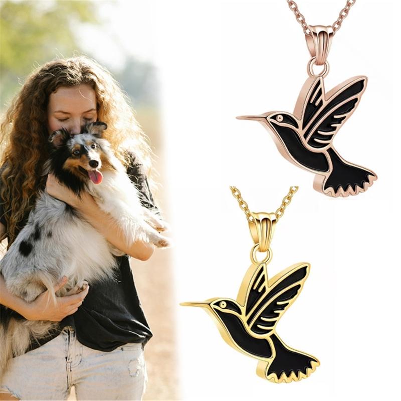 Elegant Bird Ornamented Pet Commemoration Jewelry Private Urn Charm Necklace In Durable Wear Resistant