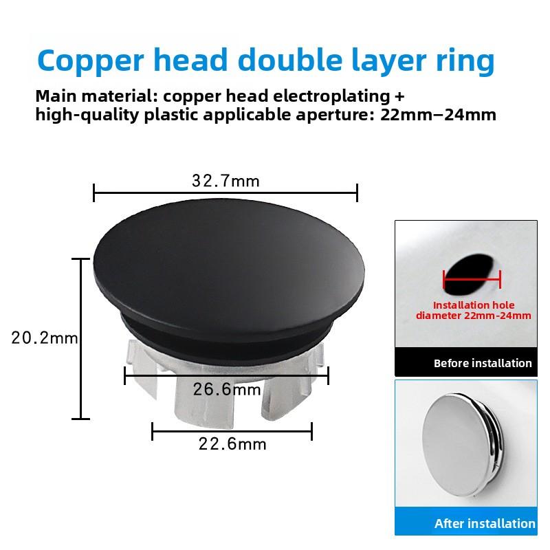 1pcs Dresser Sink Overflow Cover Ceramic Bathroom Container Kitchen Basin Decorative Round Insert Hole Silver ABS Plastic 30MM