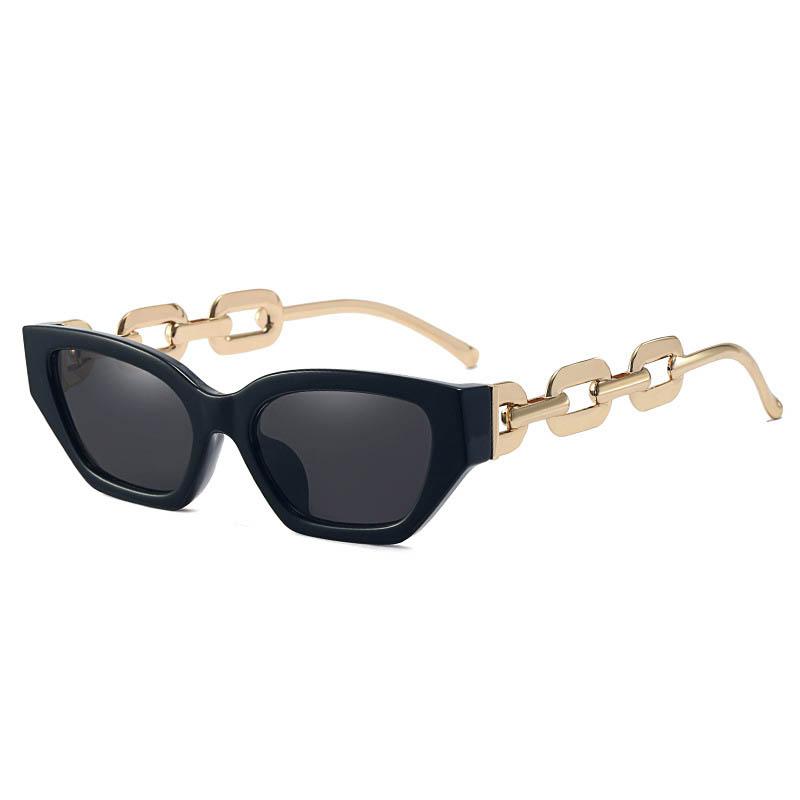 Vintage Small Frame Sunglasses With Chain Legs Cat Eyes Stylish Eyewear Prescription Sunglasses Women 0 -0.5 -0.75 -2.0 To -6.0
