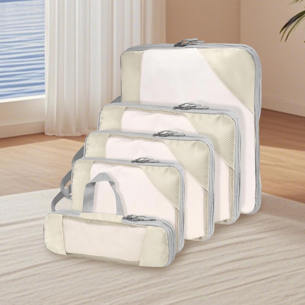 5Pcs Compressible Storage Bag with Handle Travel Organizer Bag Waterproof Lightweight Suitcase Outdoor Hiking Camping Picnic Bag