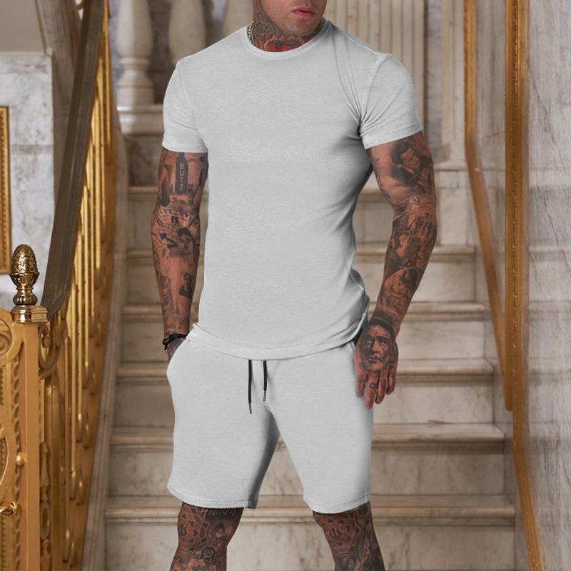Men's Patchwork Short Sleeve Shirt Shorts Combo
