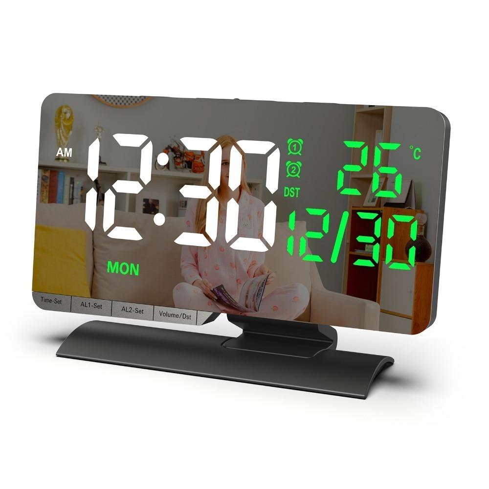 Multicolor LED Alarm Clock Large Screen Digital Desk Clock Bedside Alarm Clock  Indoor Use