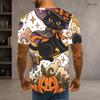 Men Plus Size Round Neck Short Sleeve T Shirt Printed Cute Cartoon Raccoon Witch Pattern