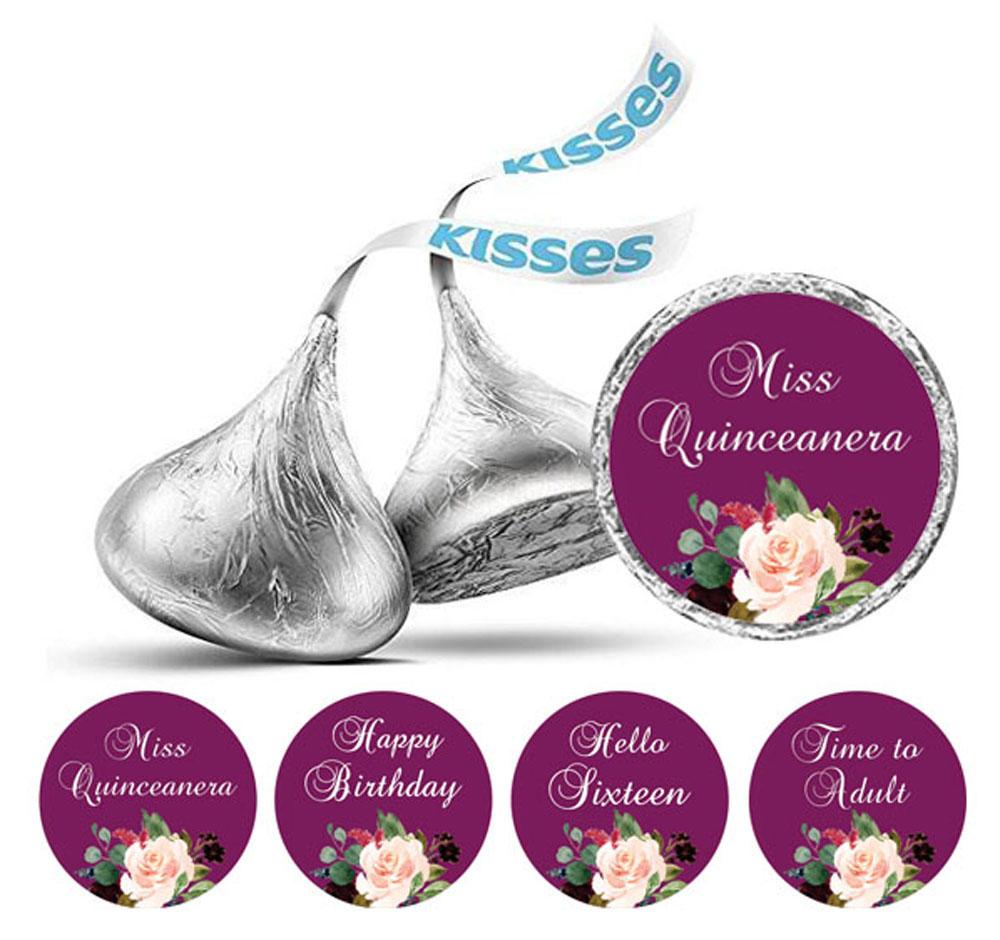 Darling Souvenir Floral Quinceanera Stickers Chocolate Candy Labels 190 Pcs DIY