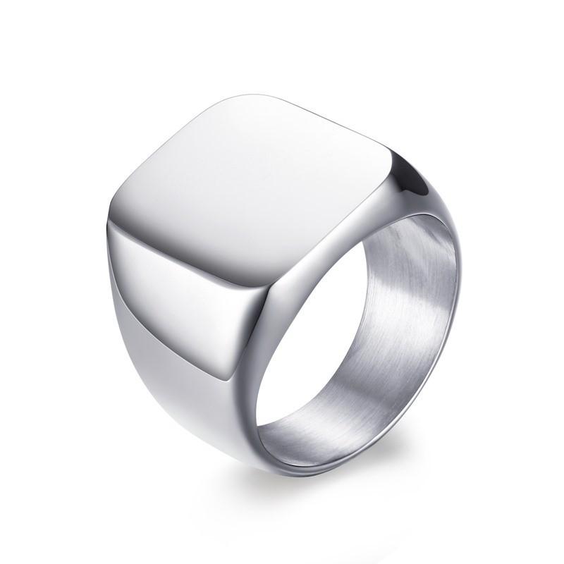 

5 Color Signet Ring Stainless Steel Metal Men Jewelry Not Fade 7 серебряный