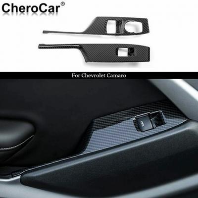 Carbon Fiber Window Lift Switch Shift Panel Trim Cover For Chevrolet Camaro 17+