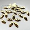 50 peças de strass dourados em formato de olho de cavalo, 12x25mm, com dois furos, usados para fazer joias DIY em acessórios de vestuário