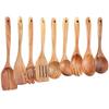Teak Non-Stick Long-Handle Solid Wood Pan and Acacia Wood Kitchenware Set