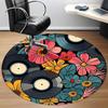 1pc Floral Music Office Round Area Rug, Indoor Mat Suitable For Office, Under Office Chairs Bedroom Living Room Home Decor, Room Deco 046