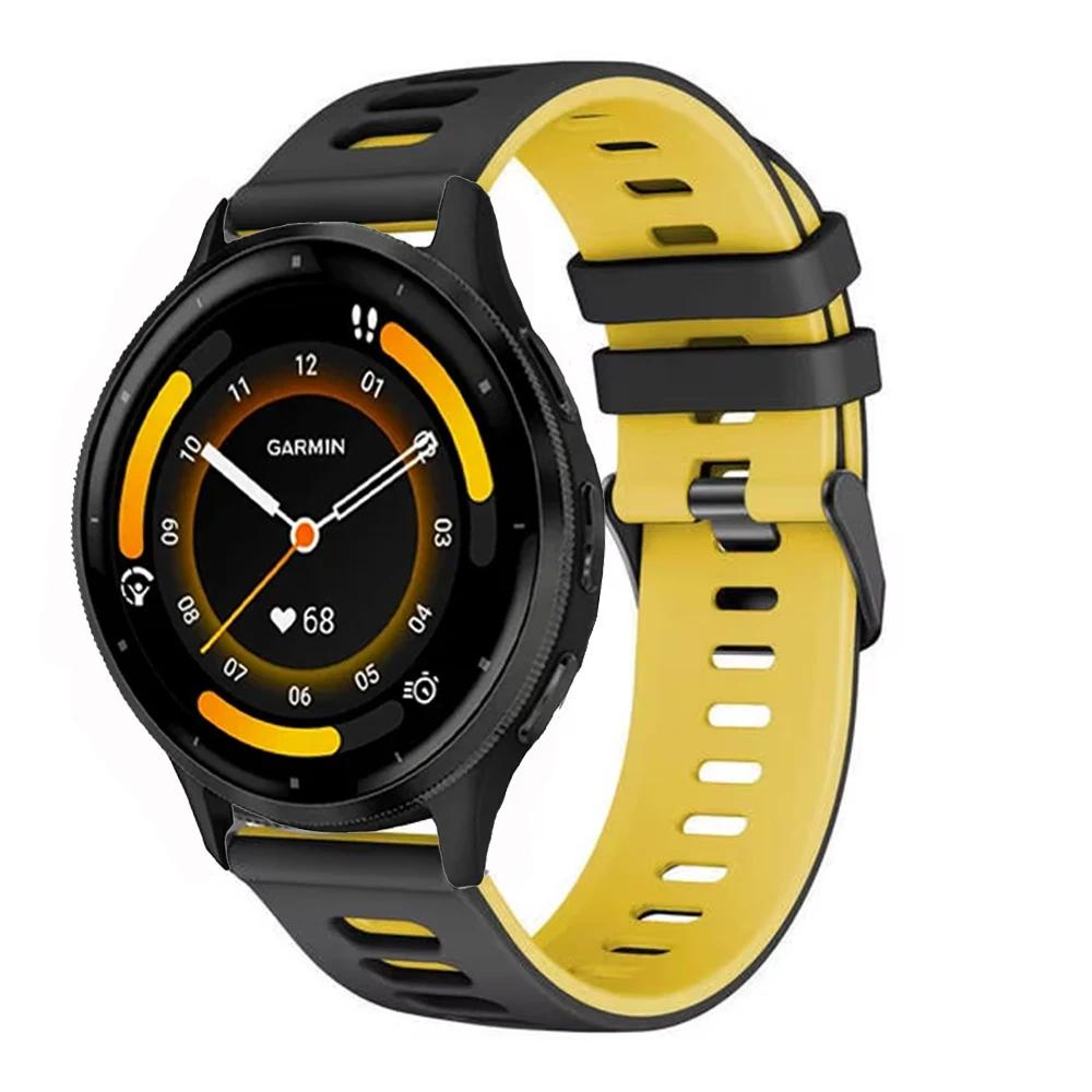 20mm 22mm Two-color Silicone Strap For Garmin Forerunner 265 165 55 965 955 255 570 970 Bracelet Wristband Garmin Venu 4/3 Belt