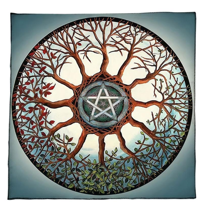 Tree Star Pattern Astrology Tablecloth Tarots Divinations Tablecloth Altars Cloth Divinations Board Game Accessory