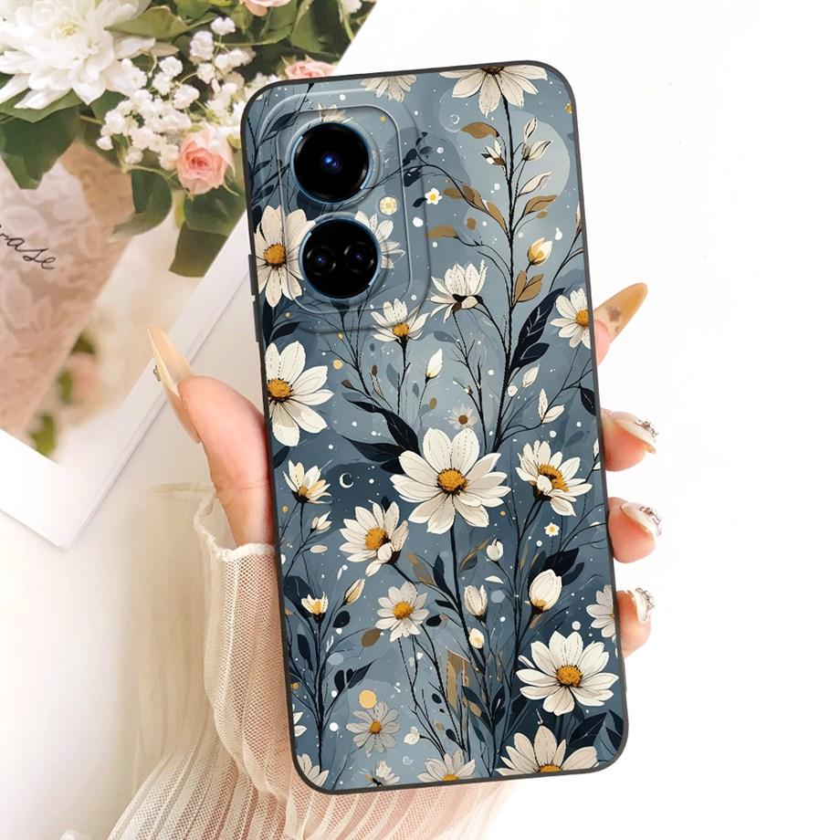 Cartoon Cat Painting Phone Case For Tecno Camon 19 19Neo 19 Pro 4G 5G Back Cover Soft Matte Silicone Daisy Flower Bow Capa Coque