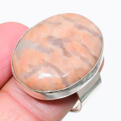 Pink Aragonite Gemstone 925 Sterling Silver Jewelry Ring Size 8.5 E5V95