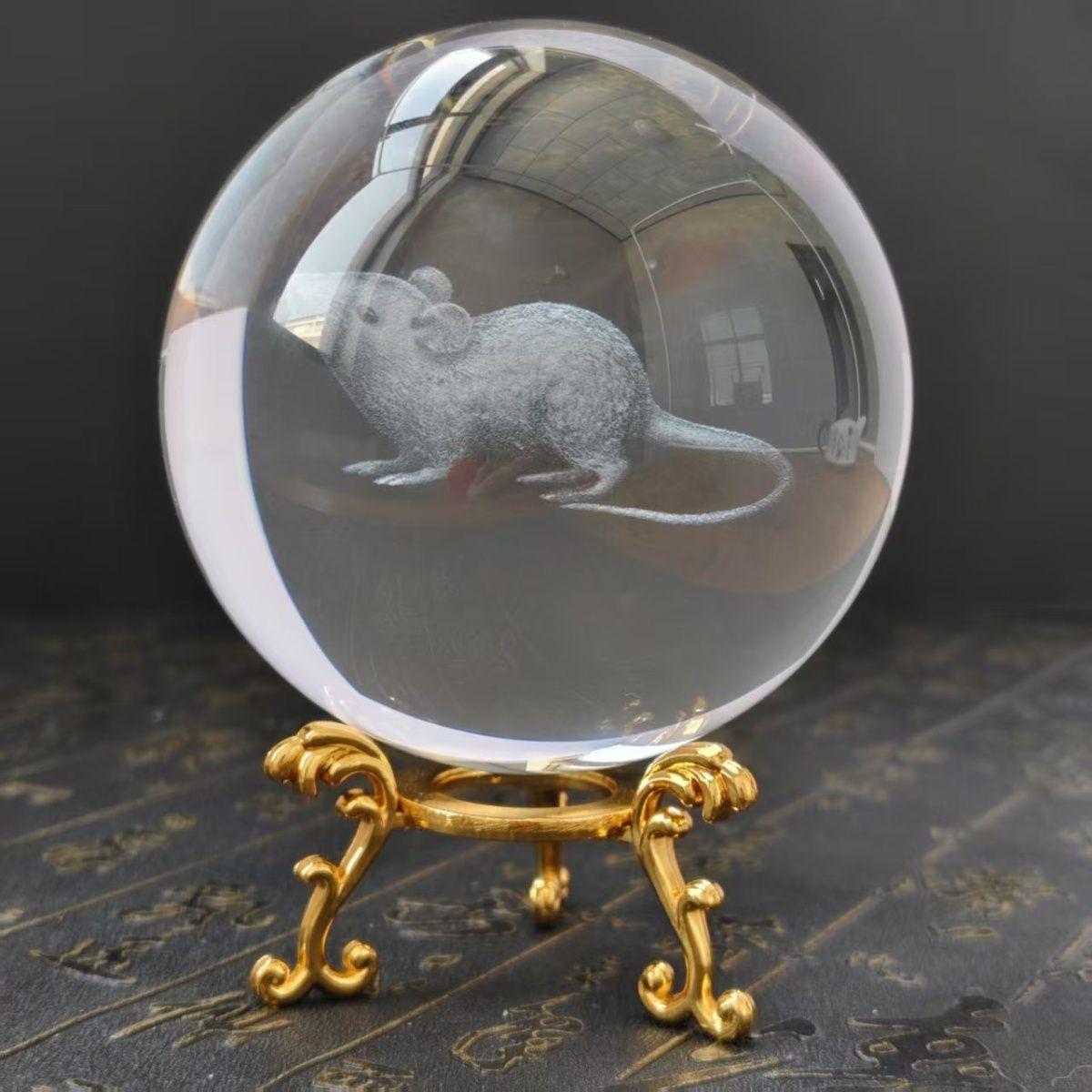 

Кристальный шар Зодиака Подарок на день рождения или День святого Валентина - Светящаяся фигурка для друзей Rat Diameter 8 cm