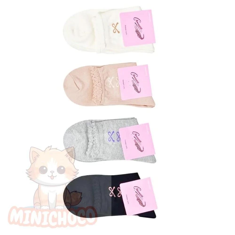 Mini Choco women s socks, hole-proof socks, mid-calf socks, lace-point Crocodile mid-calf socks 24cm Random Shipping (5 Pairs)